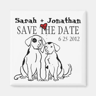 Zwei Hunde Welpe Liebe Save the Date Magnet