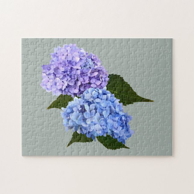 Zwei Hydrangea Lavender und Blau Puzzle (Horizontal)