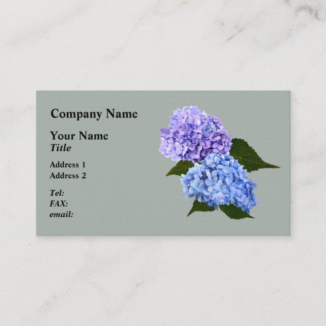 Zwei Hydrangea Lavender und Blau Visitenkarte (Vorderseite)