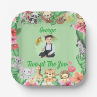 Zwei im Dschungelsafari-Kinderfoto-Geburtstag im Z Pappteller