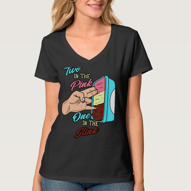 Zwei im rosa im Stink T-Shirt (Vorderseite)