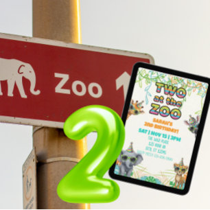 Zwei im Zoo, Party Tier mit Shades Geburtstag Einladung