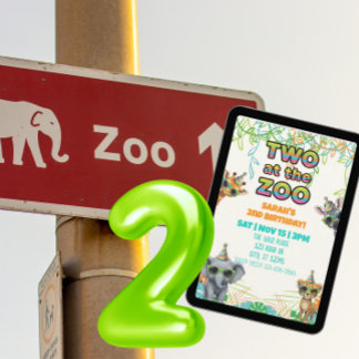 Zwei im Zoo, Party Tier mit Shades Geburtstag Einladung