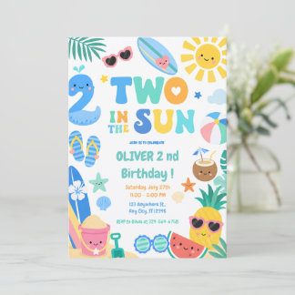 Zwei in der Sonne Junge Tropischer 2. Geburtstag Einladung