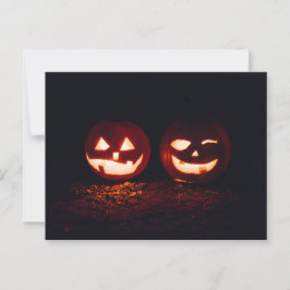 Zwei Jack-o'-Lanterns zu Halloween Postkarte