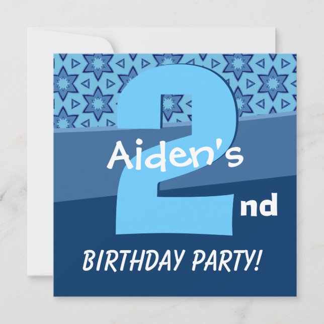 Zwei Jahre alte Birthday Blue Stars für Boy W724 Einladung (Vorderseite)