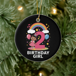 Zwei Jahre altes Geburtstag Mädchen Süß 2. Geburts Keramik Ornament
