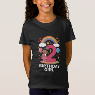 Zwei Jahre altes Geburtstag Mädchen Süß 2. Geburts T-Shirt