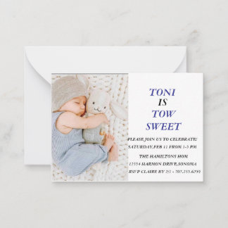 ZWEI JAHRE MIT TONI FEIERN MITTEILUNGSKARTE