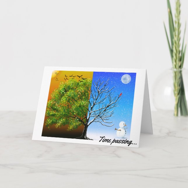 Zwei Jahreszeiten, ein Baum Karte (Vorderseite)