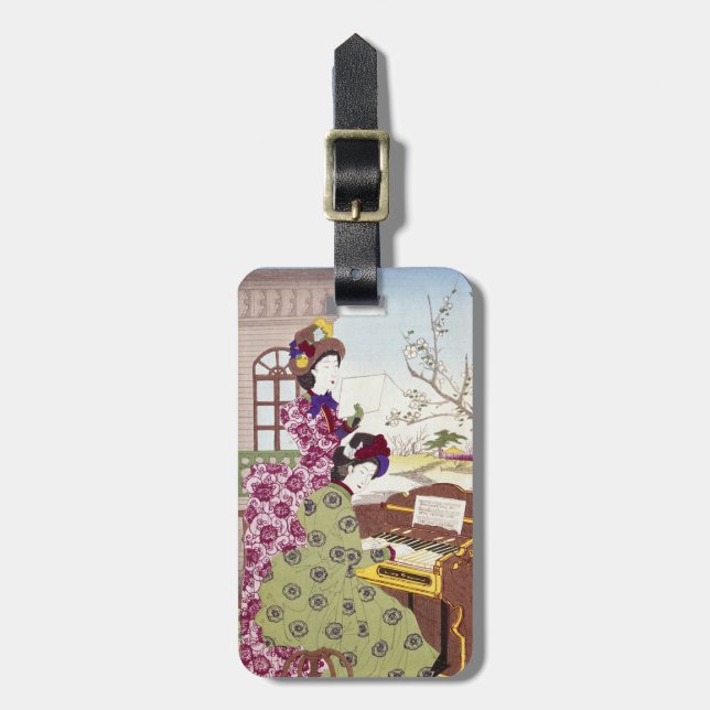 Zwei japanische Damen, C1890 Gepäckanhänger (Vorderseite vertikal)