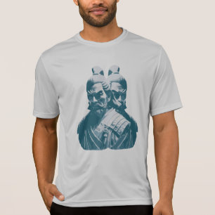 Zwei japanische Samurai-Statuen Design T-Shirt