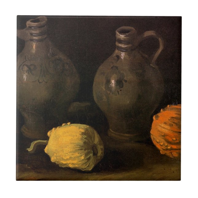 Zwei Jars und zwei Pumpkins von Vincent van Gogh Fliese (Vorderseite)