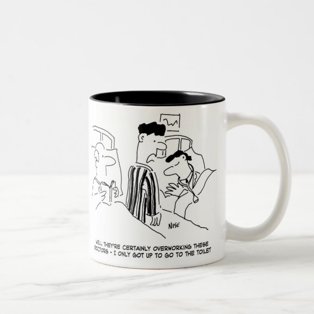 Zwei junge Ärzte Cartoon Zweifarbige Tasse (Rechts)