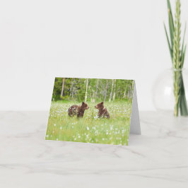 Zwei junge braune Bärenfreunde gefaltet Grußkarte Karte