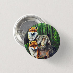 zwei junge Füchse Tierart Button