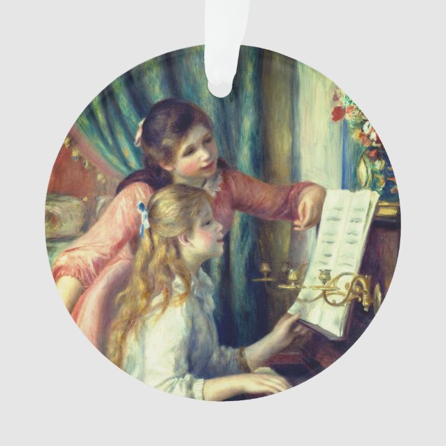 Zwei junge Mädchen am Klavier von Renoir: Weihnach Ornament (Vorderseite)