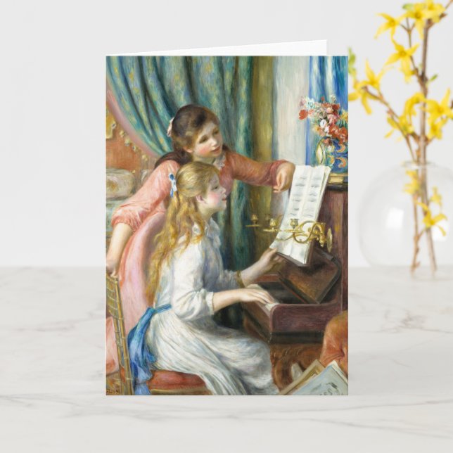 Zwei junge Mädchen am Piano von Auguste Renoir Art Karte (Gelbe Blume)