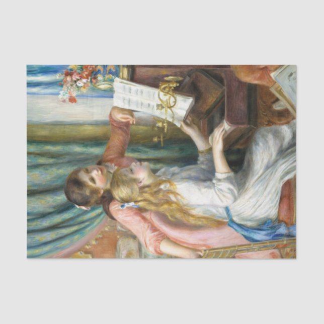 Zwei junge Mädchen am Piano von Auguste Renoir Art Seidenpapier (Vorderseite)