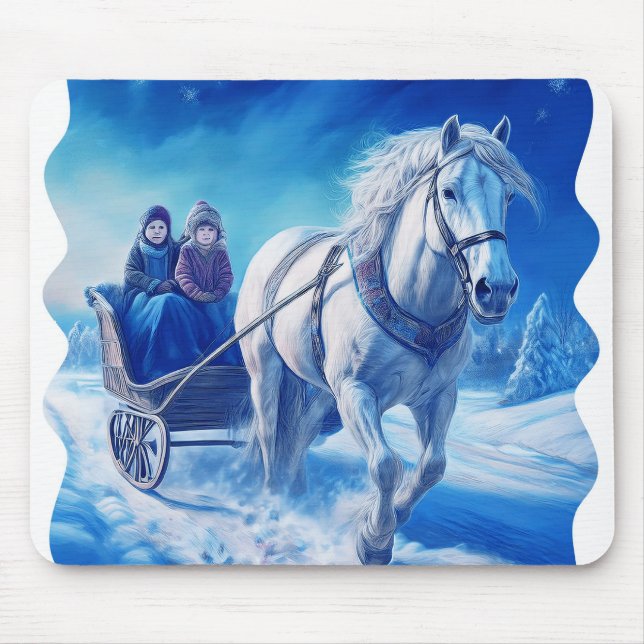 Zwei junge Mädchen auf einer schneebedeckten Schli Mousepad (Vorne)