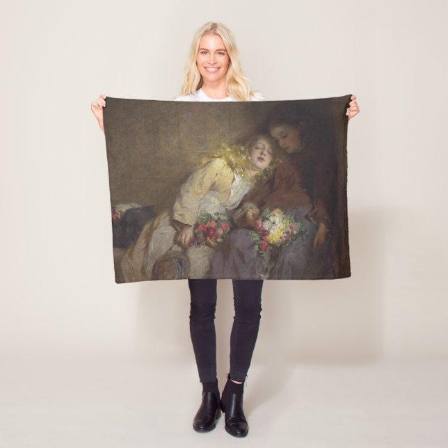 Zwei junge Mädchen kehren Zuhause zurück Fleecedecke (Beispiel)