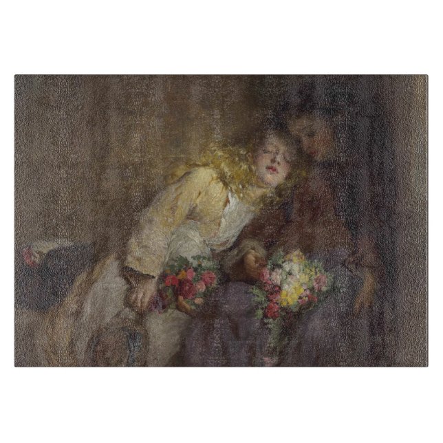 Zwei junge Mädchen kehren Zuhause zurück Schneidebrett (Vorderseite)