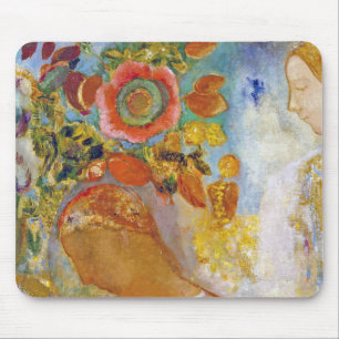 Zwei junge Mädchen unter Blume, Redon Mousepad