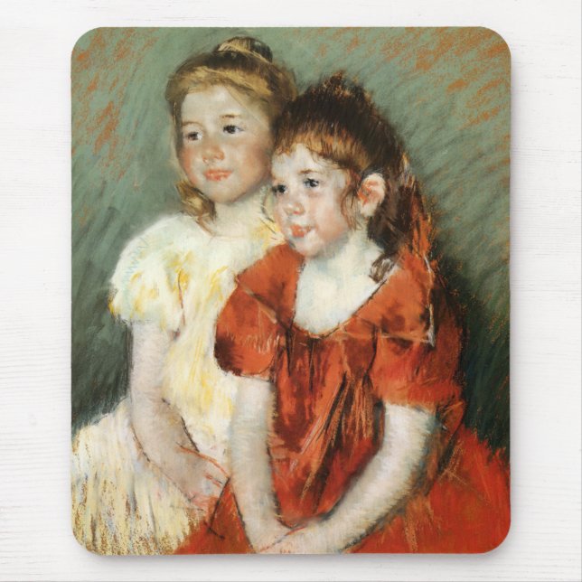 Zwei junge Mädchen (von Mary Cassatt) Mousepad (Vorne)
