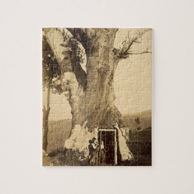 Zwei Jungen am Eingang ihres Baumhauses, c.1870 Puzzle (Vertikal)