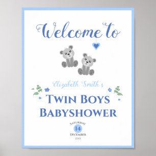 Zwei Jungen Baby trägt Baby Dusche Begrüßungszeich Poster