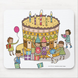 Zwei Jungen und drei Mädchen in einem Mousepad