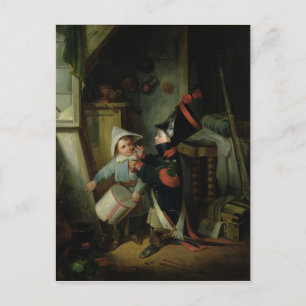 Zwei Jungs, die sich als Soldaten verkleiden Postkarte