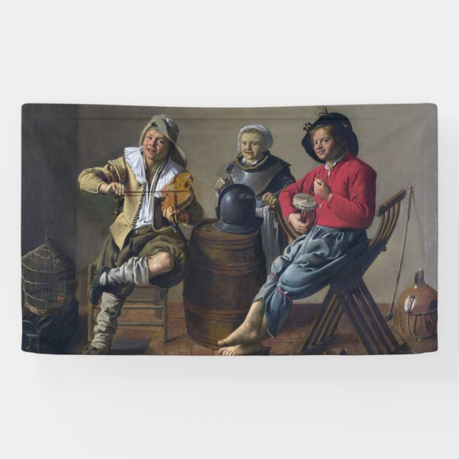 Zwei Jungs und eine Girl Making Music (Musiker) Banner (Horizontal)