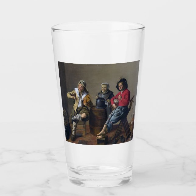 Zwei Jungs und eine Girl Making Music (Musiker) Glas (Vorderseite)