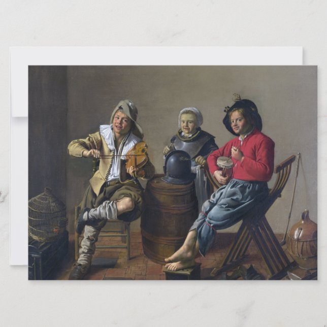 Zwei Jungs und eine Girl Making Music (Musiker) Karte (Vorderseite)