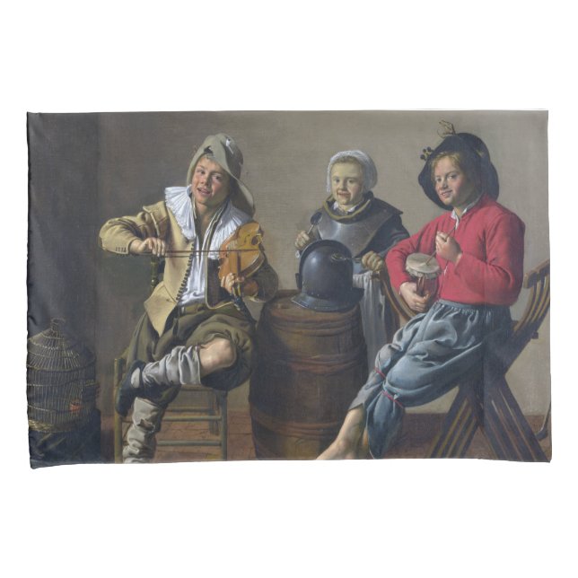 Zwei Jungs und eine Girl Making Music (Musiker) Kissenbezug (Vorderseite-Rechts)