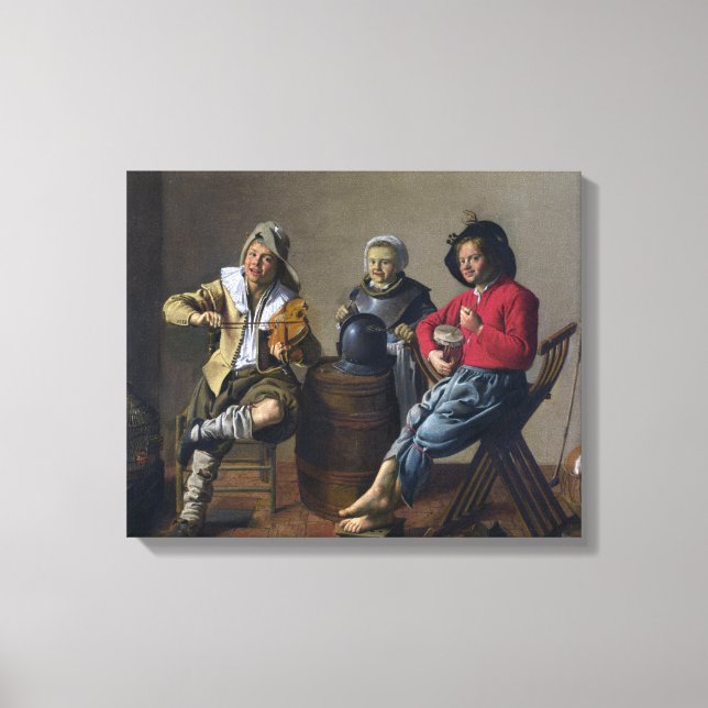 Zwei Jungs und eine Girl Making Music (Musiker) Leinwanddruck (Vorderseite)