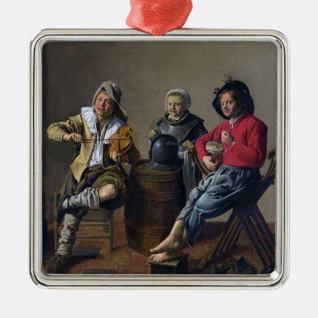 Zwei Jungs und eine Girl Making Music (Musiker) Ornament Aus Metall (Vorne)