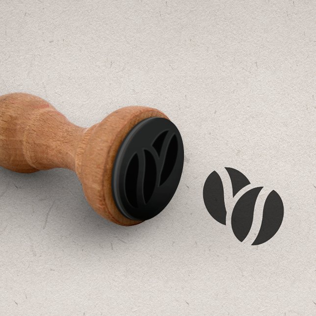 ZWEI Kaffeebesen für Lochkarten-Treuekarte Gummistempel (Rubber stamp with pair of coffee beans image for cafeteria, coffee shop, restaurant loyalty cards)