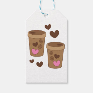 zwei Kaffeetassen mit Liebeherzen Geschenkanhänger