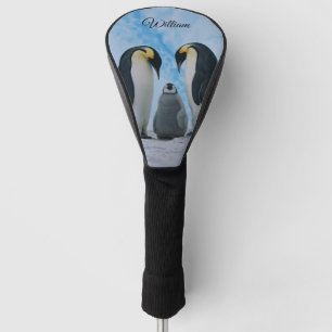 Zwei Kaiserpinguine und ein Kätzchen Personalisier Golf Headcover