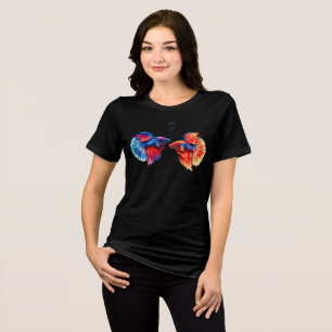 Zwei Kampffische   Koi Stil Kampffisch  Tri-Blend Shirt