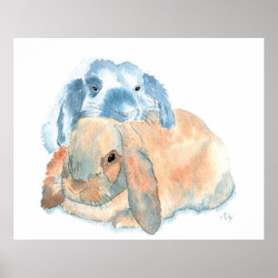 Zwei Kaninchen-Druck Poster