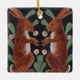 Zwei Kaninchen Keramikornament