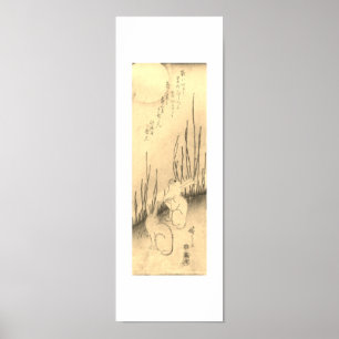 ZWEI KANINCHEN U. EIN MOND-JAPANER-DRUCK POSTER