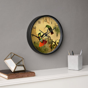 Zwei Kapuzen-Visierträger-Kolibris Uhr