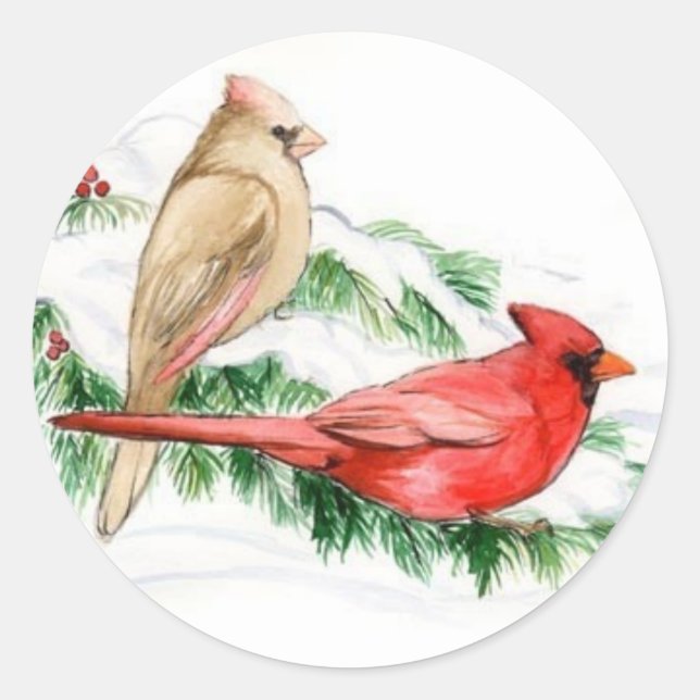 Zwei Kardinal Bird Art Stickers (Vorderseite)
