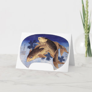 Zwei Karpfen, Hokusai Karte