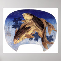Zwei Karpfen, Hokusai