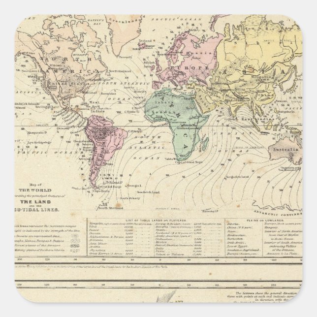 Zwei Karten der Welt Quadratischer Aufkleber (Vorderseite)